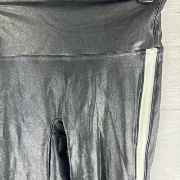 SPANX Side Stripe Tummy Control High Waist Faux Leather Leggings - Picture 4 of 7